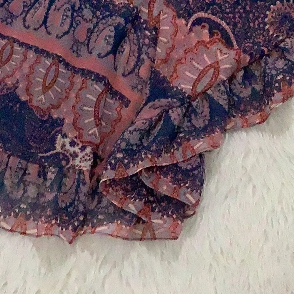 Free people boho paisley sheer summer festival ruffle dress size small - Picture 10 of 10